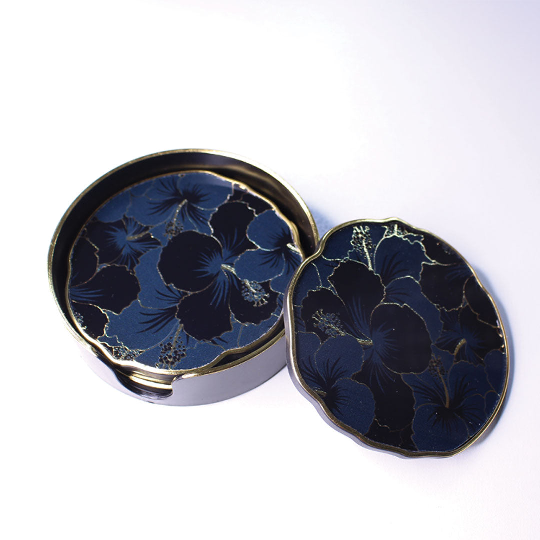 Resin Coaster - Floral Blue Main image
